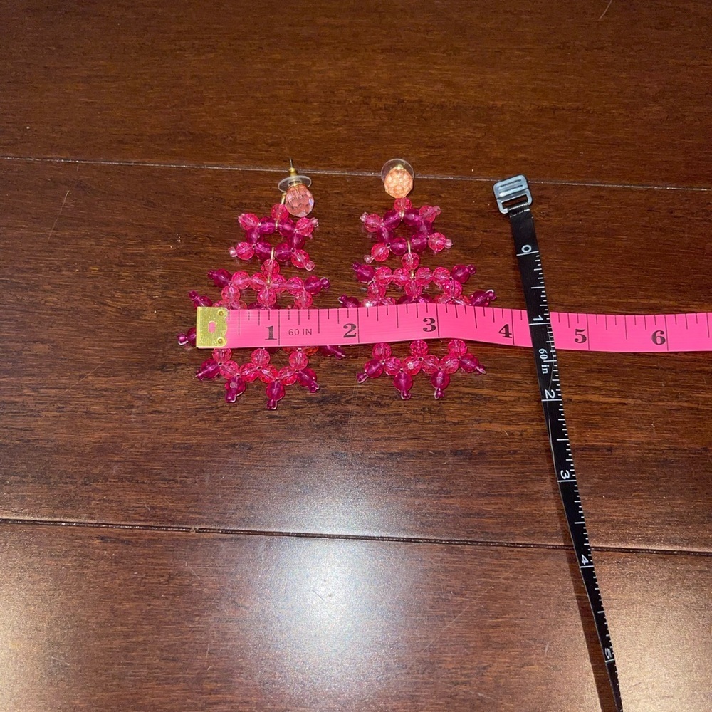 guc j crew Elegant Pink Beaded Earrings - Picture 2 of 2